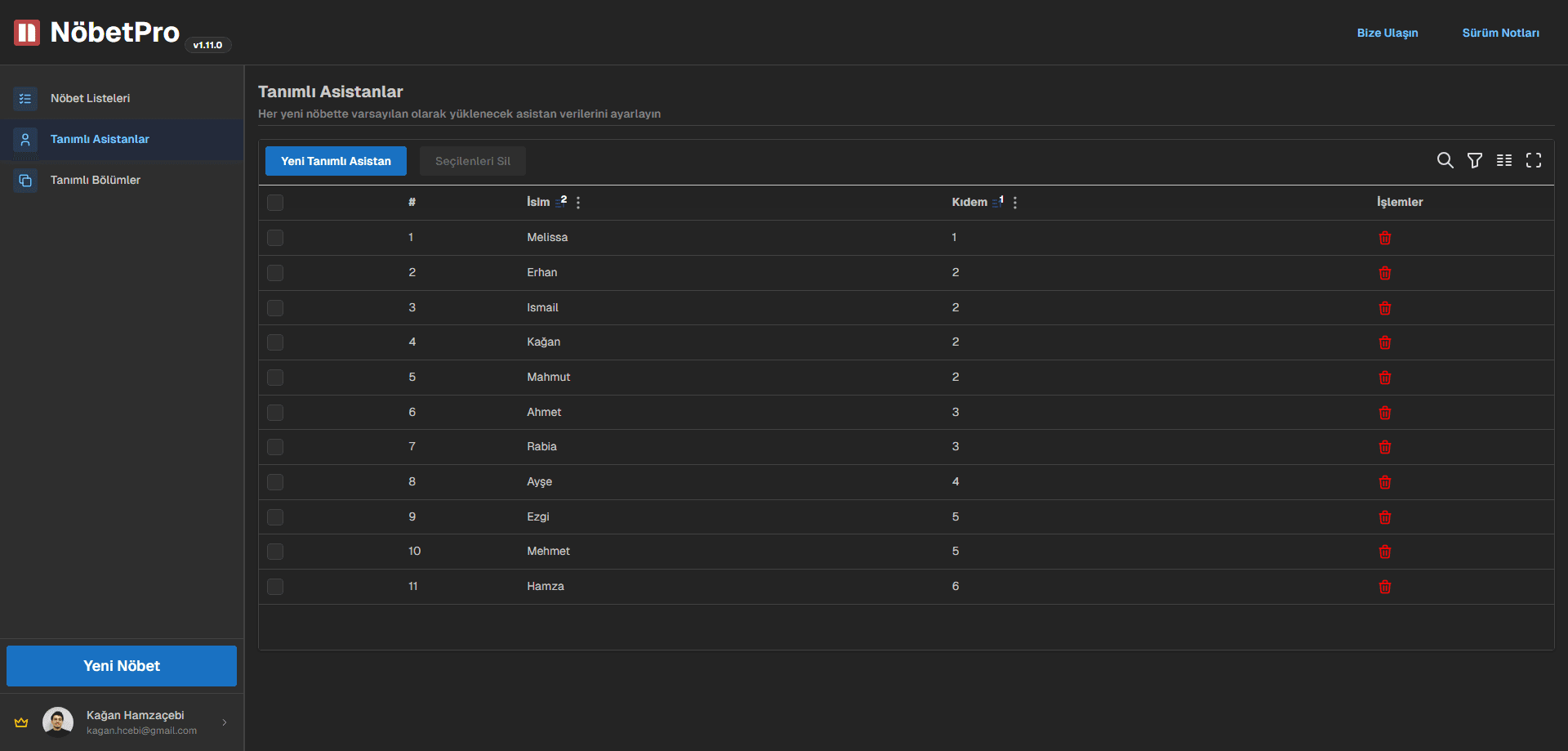 Tanımlı Asistanlar